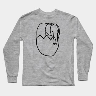 Baby Elephant Hatching from Easter Egg Outline Long Sleeve T-Shirt